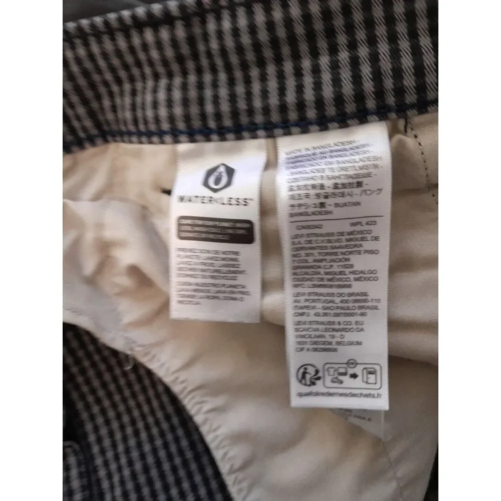 Levis XX Chino Pants Mens 38x30 Blk/White Gingham Check Standard Taper - Picture 2 of 8